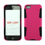 Wholesale iPhone 5C Mesh Hybrid Case (Hot Pink - Black)